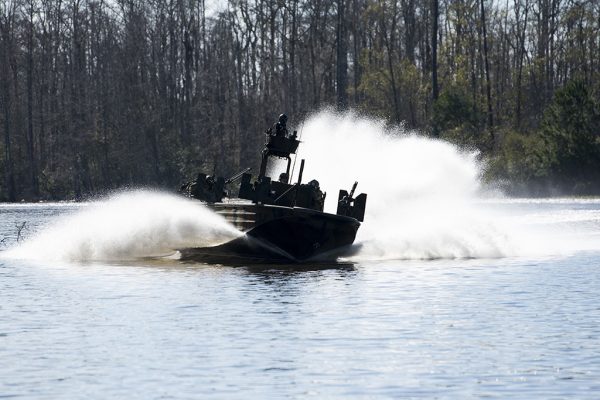 160108-N-AT895-1169 STENNIS SPACE CENTER Miss. (Jan. 8, 2016) Special warfare combatant-craft crewmen (SWCC) from Special Boat Team (SBT) 22 operate special operations craft-riverine at John C. Stennis Space Center.  (U.S. Navy photo by Mass Communication Specialist 1st Class Nathan Laird/Released)